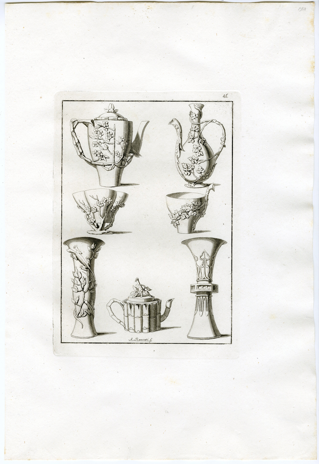 , Antique Print-PORCELAIN VASES-CHINA-CHINESE-PL.XLVI.-Ferrario-Rancati-c.1827, Pictura Antique Prints