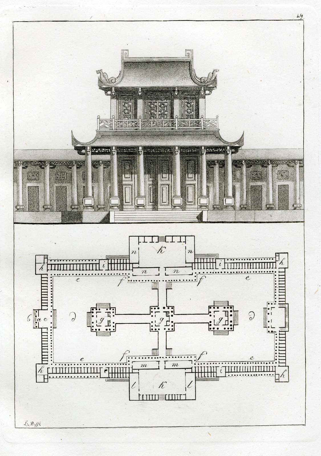 , Antique Print-HONANG PAGODA-CANTON-CHINA-PL.XLIX.-Ferrario-Rossi-c.1827, Pictura Antique Prints