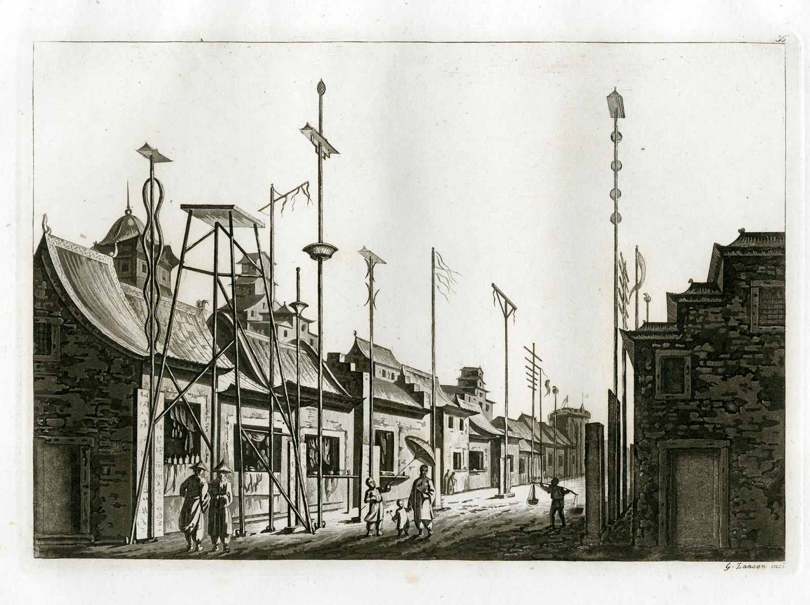 , Antique Print-NANJING-STREETS-CHINA-PL.LVI.-Ferrario-Zanco-c.1827, Pictura Antique Prints