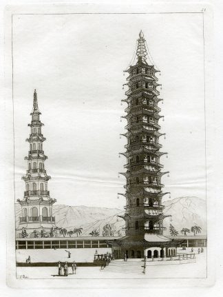 Antique Print-NANJING-TOWER-BUILDING-CHINA-PL.LVII.-Ferrario-Rossi-c.1827