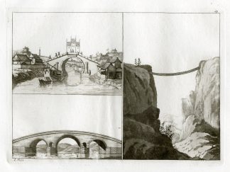 Antique Print-BRIDGES-ARCHITECTURE-CHINA-PL.LIX.-Ferrario-Rossi-c.1827