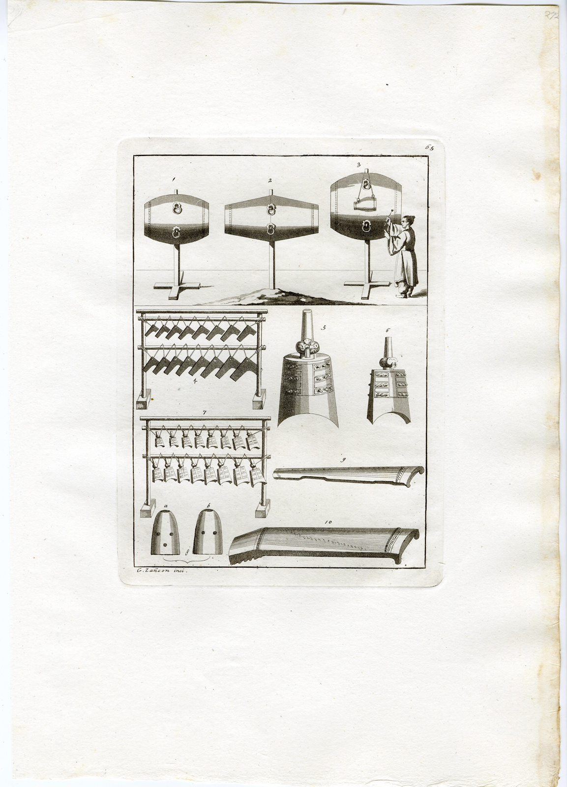 , Antique Print-MUSIC INSTRUMENTS-ANCIENT-CHINA-PL.LXV.-Ferrario-Zancon-c.1827, Pictura Antique Prints