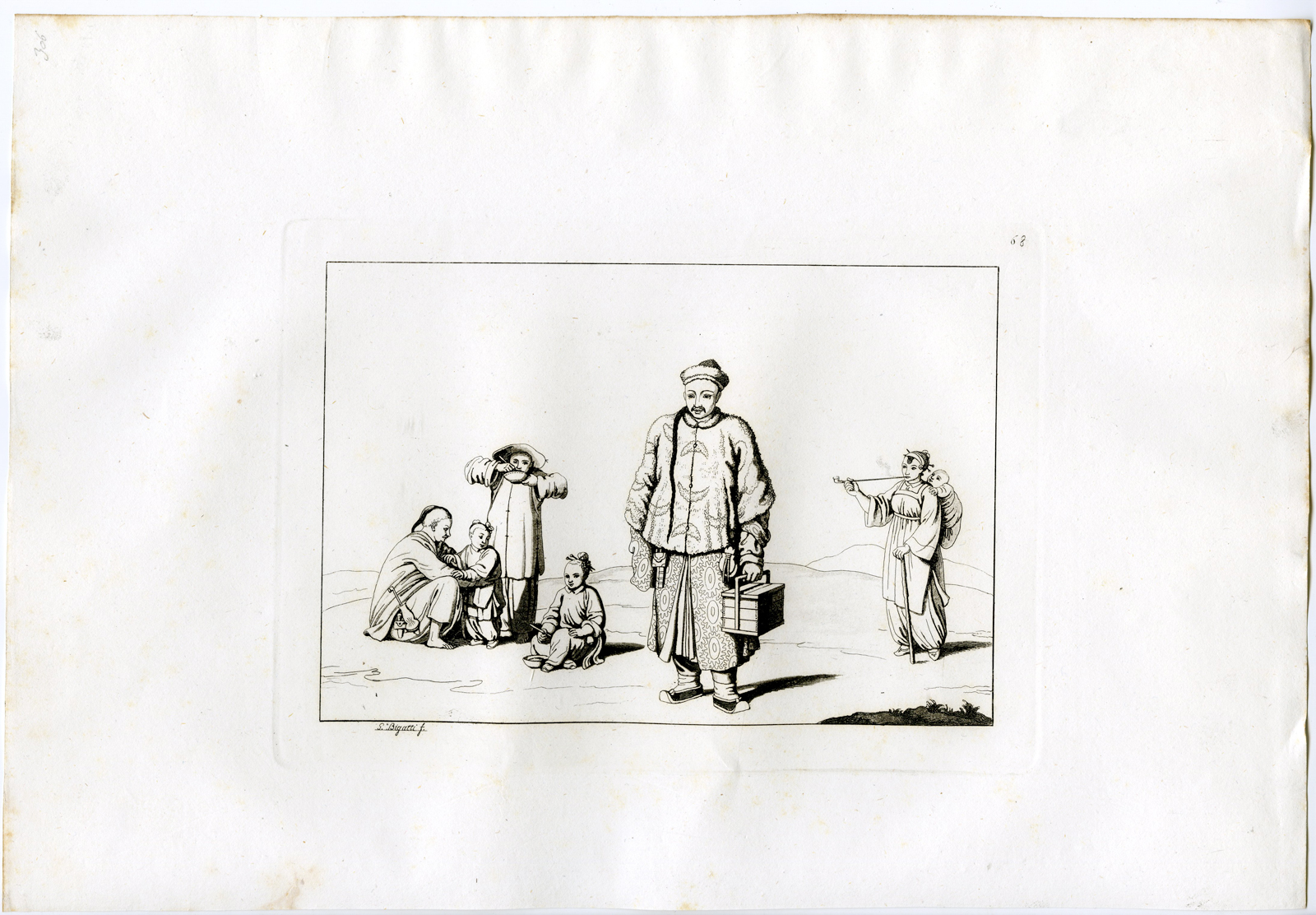 , Antique Print-CLOTHES-CITIZENS-PEASANT-CHINA-PL.LXVIII.-Ferrario-Bigatti-c.1827, Pictura Antique Prints
