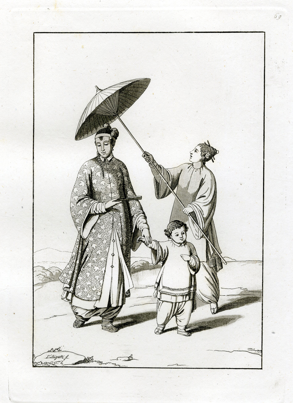 Antique Print-CLOTHES-CHINESE WOMEN-CHINA-PL.LXIX.-Ferrario-Bigatti-c.1827