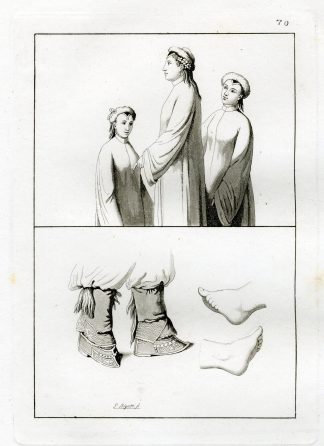 Antique Print-TARTAR WOMEN-COSTUMES-CHINA-PL.LXX.-Ferrario-Bigatti-c.1827