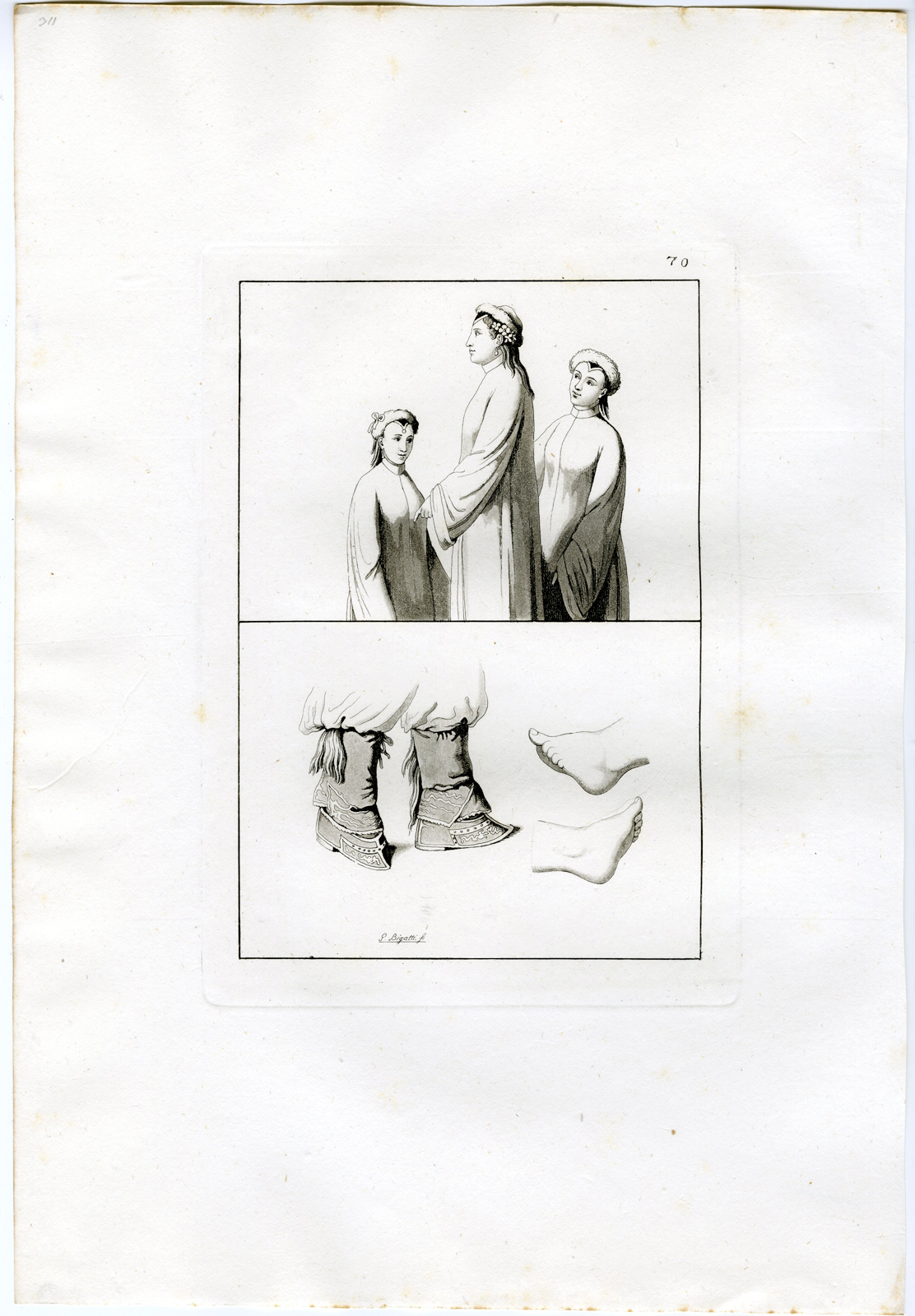 , Antique Print-TARTAR WOMEN-COSTUMES-CHINA-PL.LXX.-Ferrario-Bigatti-c.1827, Pictura Antique Prints