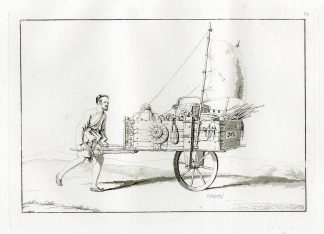 Antique Print-WIND CHARIOT-TRANSPORT-CHINA-PL.LXXV.-Ferrario-Bigatti-c.1827