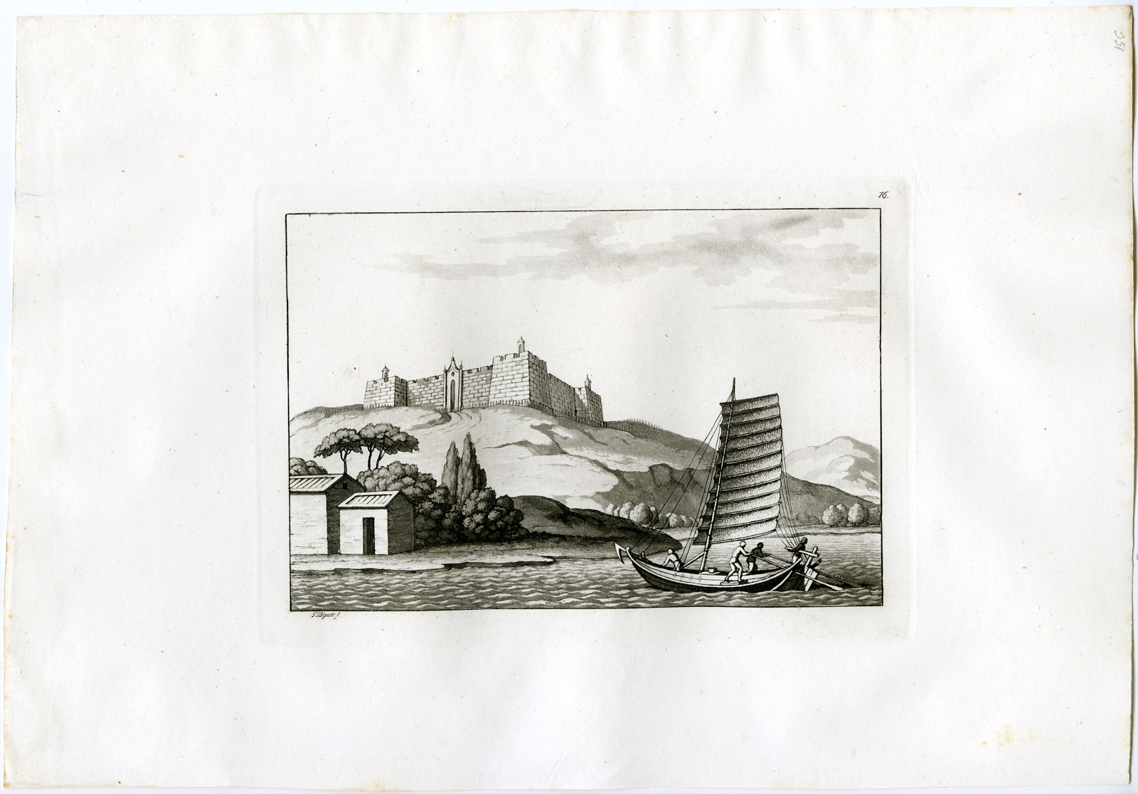 , Antique Print-FORT ZEELANDIA-TAIWAN-SHIP-PL.LXXVI.-Ferrario-Bigatti-c.1827, Pictura Antique Prints