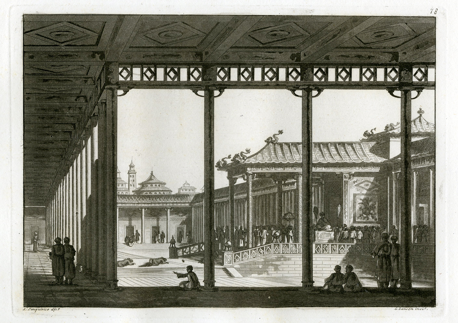 , Antique Print-JAPANESE EMPEROR’S THRONE-ARCHITECTURE-PL.LXXVIII.-Ferrario-Zancon -c.1827, Pictura Antique Prints