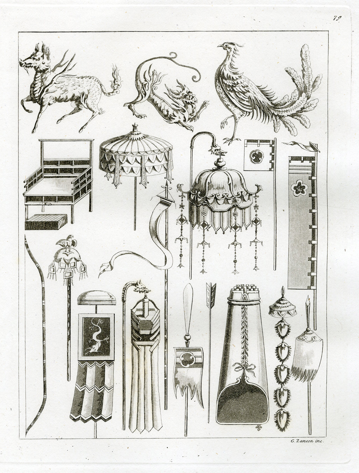 , Antique Print-JAPANESE-SIGNS-EMBLEMS-ANCIENT-PL.LXXIX.-Ferrario-Zancon -c.1827, Pictura Antique Prints