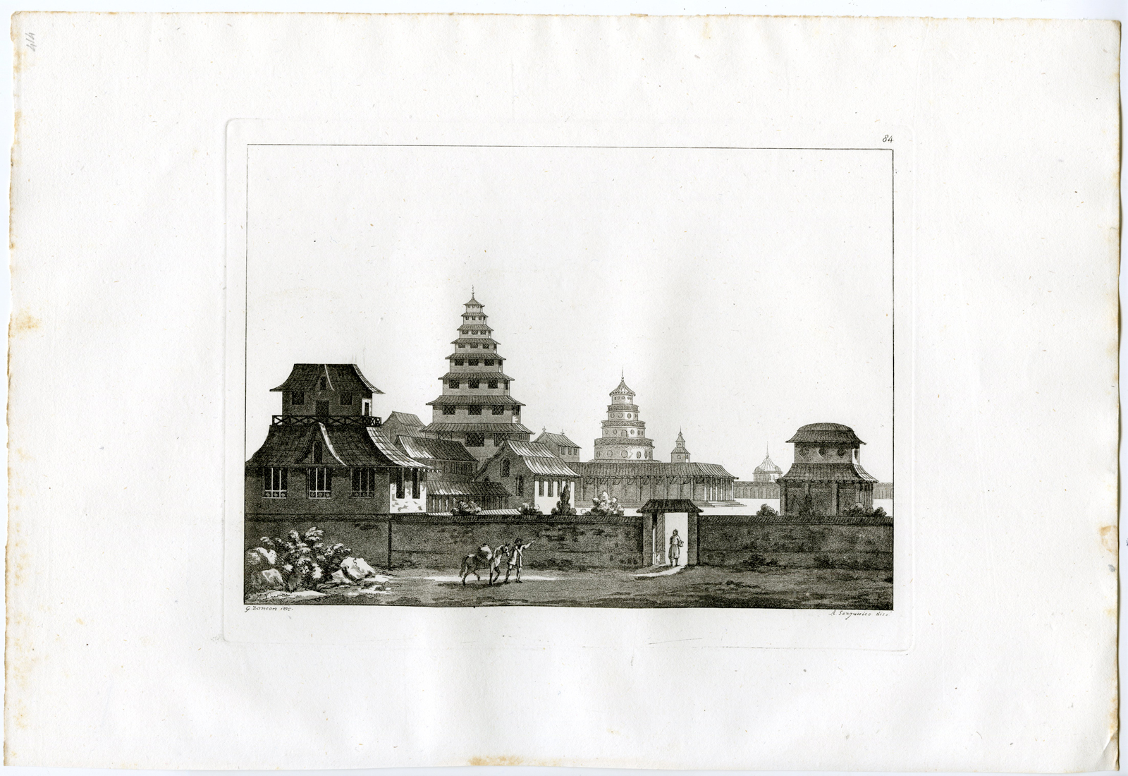 , Antique Print-JAPANESE TEMPLE-MIYAKO-JAPAN-PL.LXXXV.-Ferrario-Bigatti-c.1827, Pictura Antique Prints