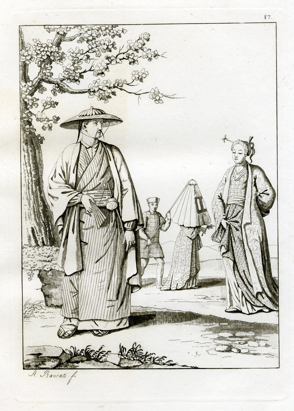 , Antique Print-TRADITIONAL CLOTHING-JAPAN-PL.LXXXVII.-Ferrario-Rancati-c.1827, Pictura Antique Prints