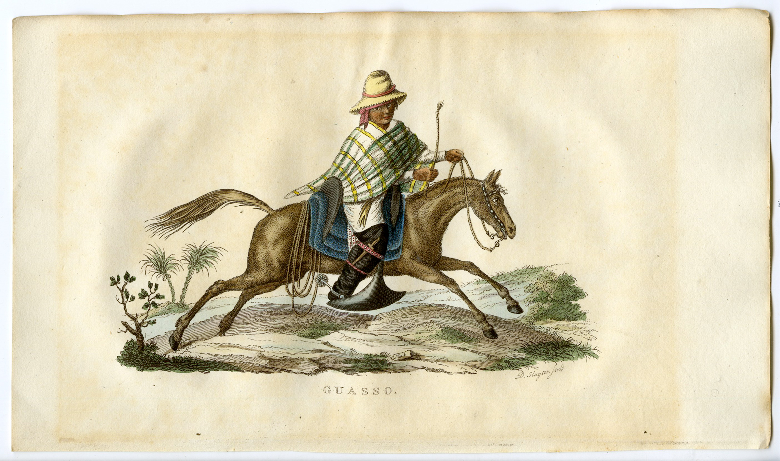 , Rare Antique Print-GUASSO-GAUCHO-HORSE-Boelen-Sluyter-1835, Pictura Antique Prints