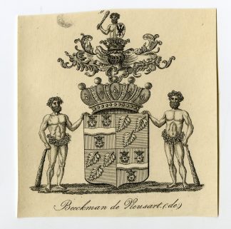 Antique Print-COAT OF ARMS-FAMILY CREST-DE BEECKMAN DE VIEUSART -Weleveld-1830
