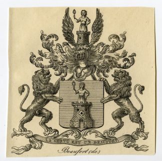 Antique Print-COAT OF ARMS-FAMILY CREST-DE BEAUFORT-Weleveld-1830