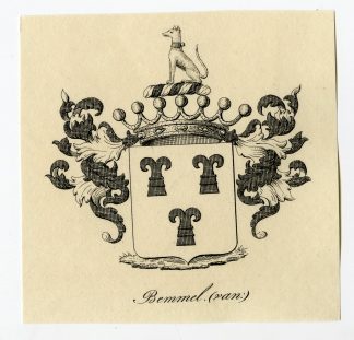 Antique Print-COAT OF ARMS-FAMILY CREST-VAN BEMMEL-Weleveld-1830