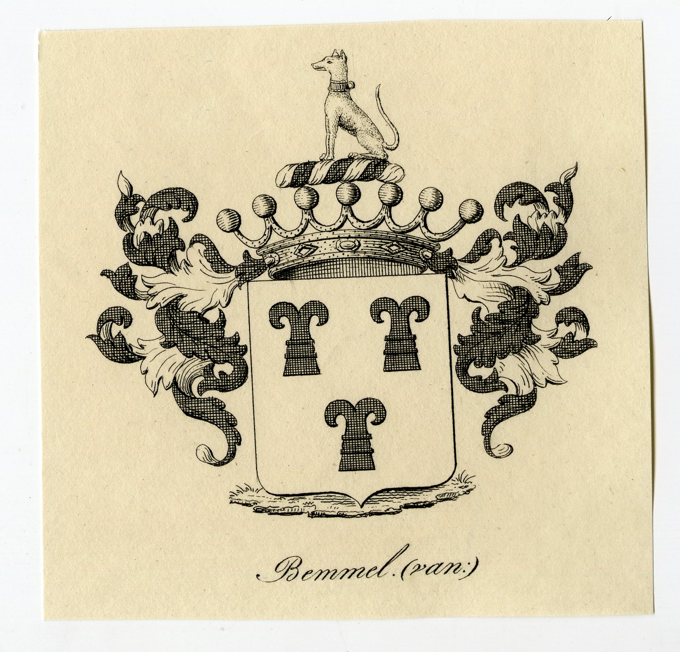 Pco 15457 416x399 Antique Print-COAT OF ARMS-FAMILY CREST-VAN BEMMEL-Weleveld-1830