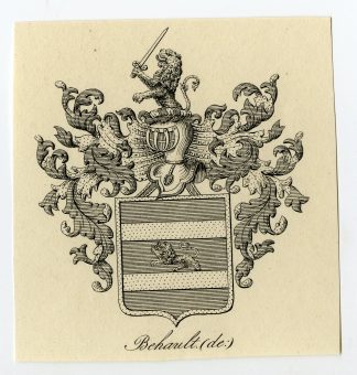 Antique Print-COAT OF ARMS-FAMILY CREST-DE BEHAULT-Weleveld-1830