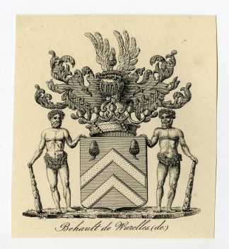 Antique Print-COAT OF ARMS-FAMILY CREST-DE BEHAULT DE WARELLES-Weleveld-1830