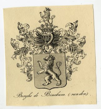 Antique Print-COAT OF ARMS-FAMILY CREST-VAN DEN BERGHE DE BINCKUM-Weleveld-1830