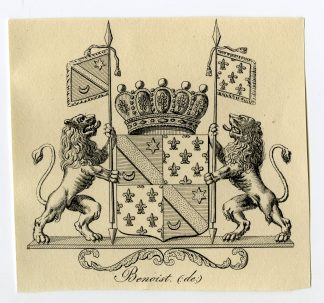 Antique Print-COAT OF ARMS-FAMILY CREST-DE BENOIST-Weleveld-1830