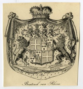Antique Print-COAT OF ARMS-FAMILY CREST-BENTINCK VAN RHOON-Weleveld-1830