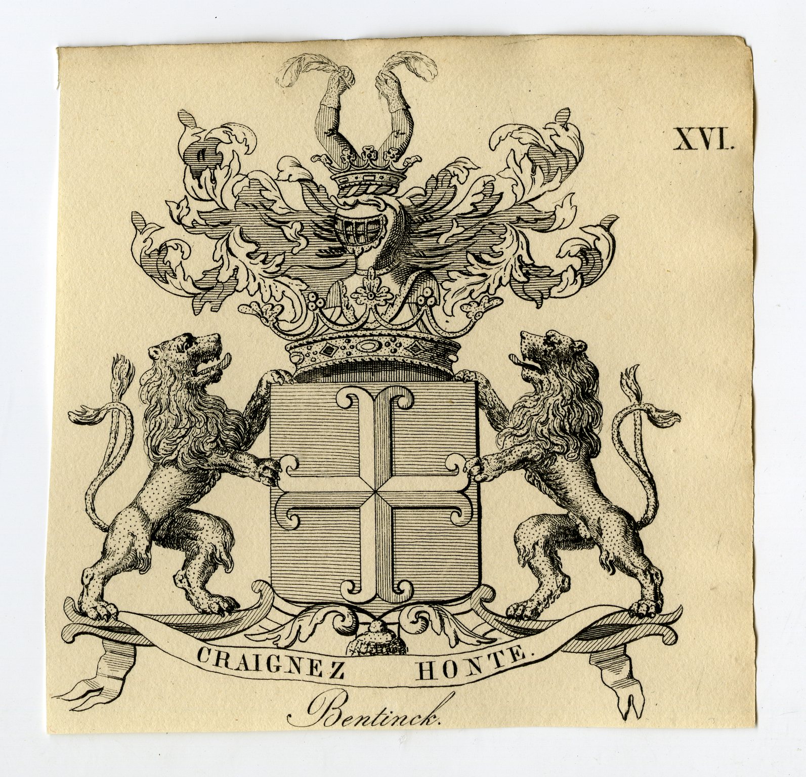 , Antique Print-COAT OF ARMS-FAMILY CREST-BENTINCK-BENTINK-Weleveld-1830, Pictura Antique Prints