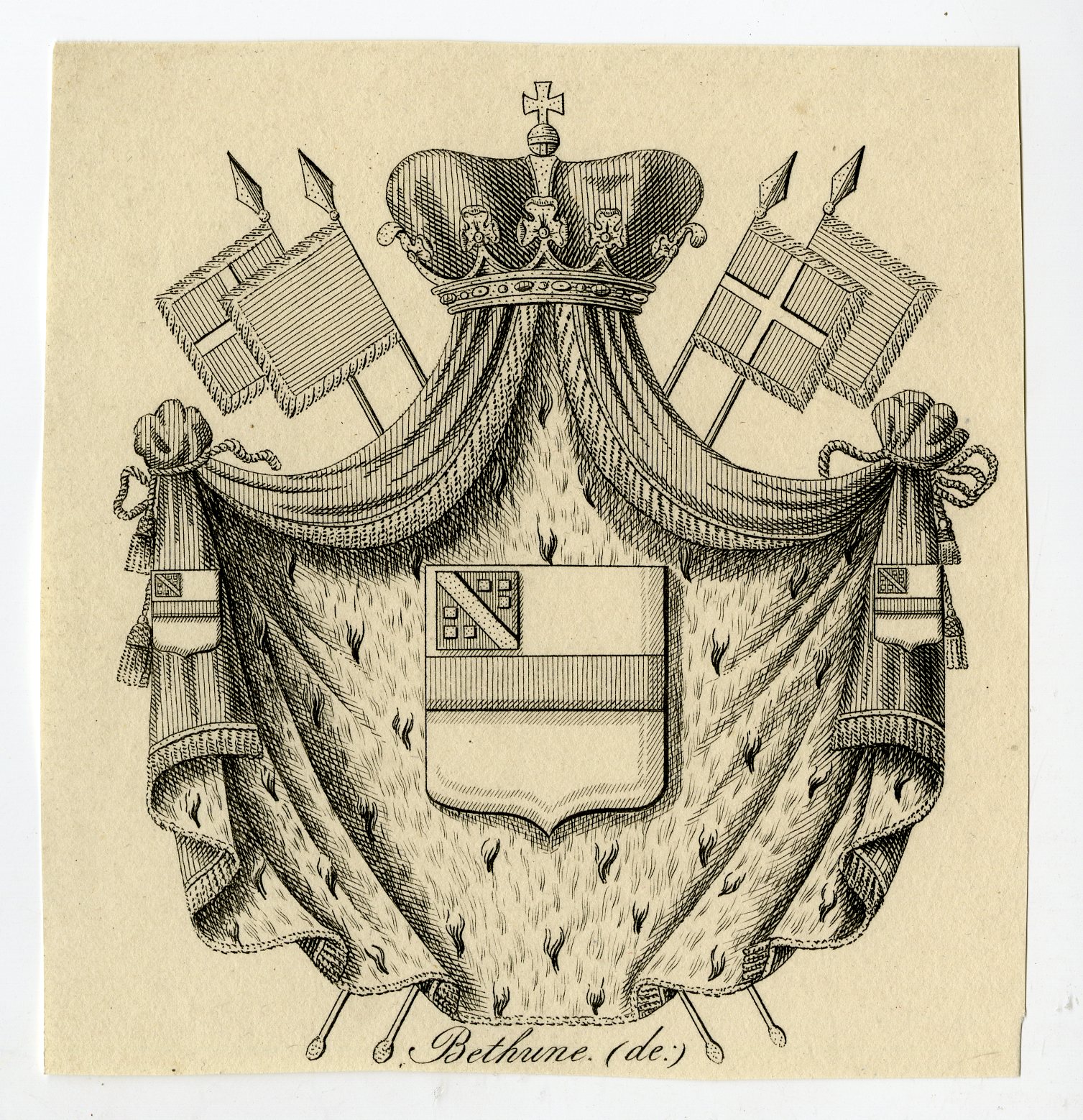 , Antique Print-COAT OF ARMS-FAMILY CREST-DE BETHUNE-Weleveld-1830, Pictura Antique Prints