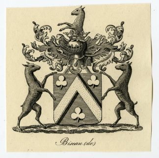 Antique Print-COAT OF ARMS-FAMILY CREST-DE BISEAU-Weleveld-1830