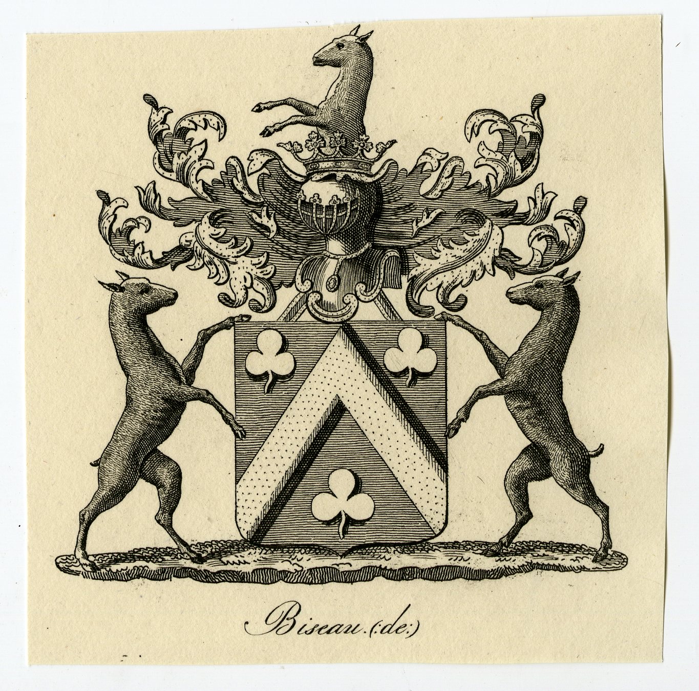 Pco 15475 416x412 Antique Print-COAT OF ARMS-FAMILY CREST-DE BISEAU-Weleveld-1830