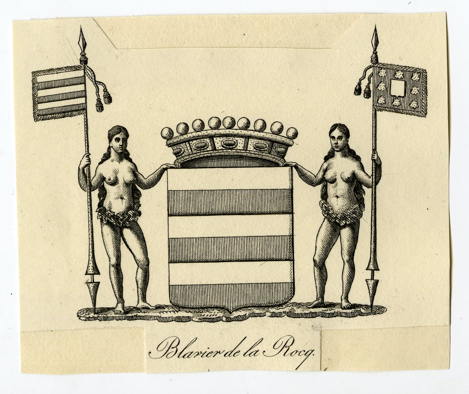 , Antique Print-COAT OF ARMS-FAMILY CREST-BLAVIER DE LA ROCQ-Weleveld-1830, Pictura Antique Prints