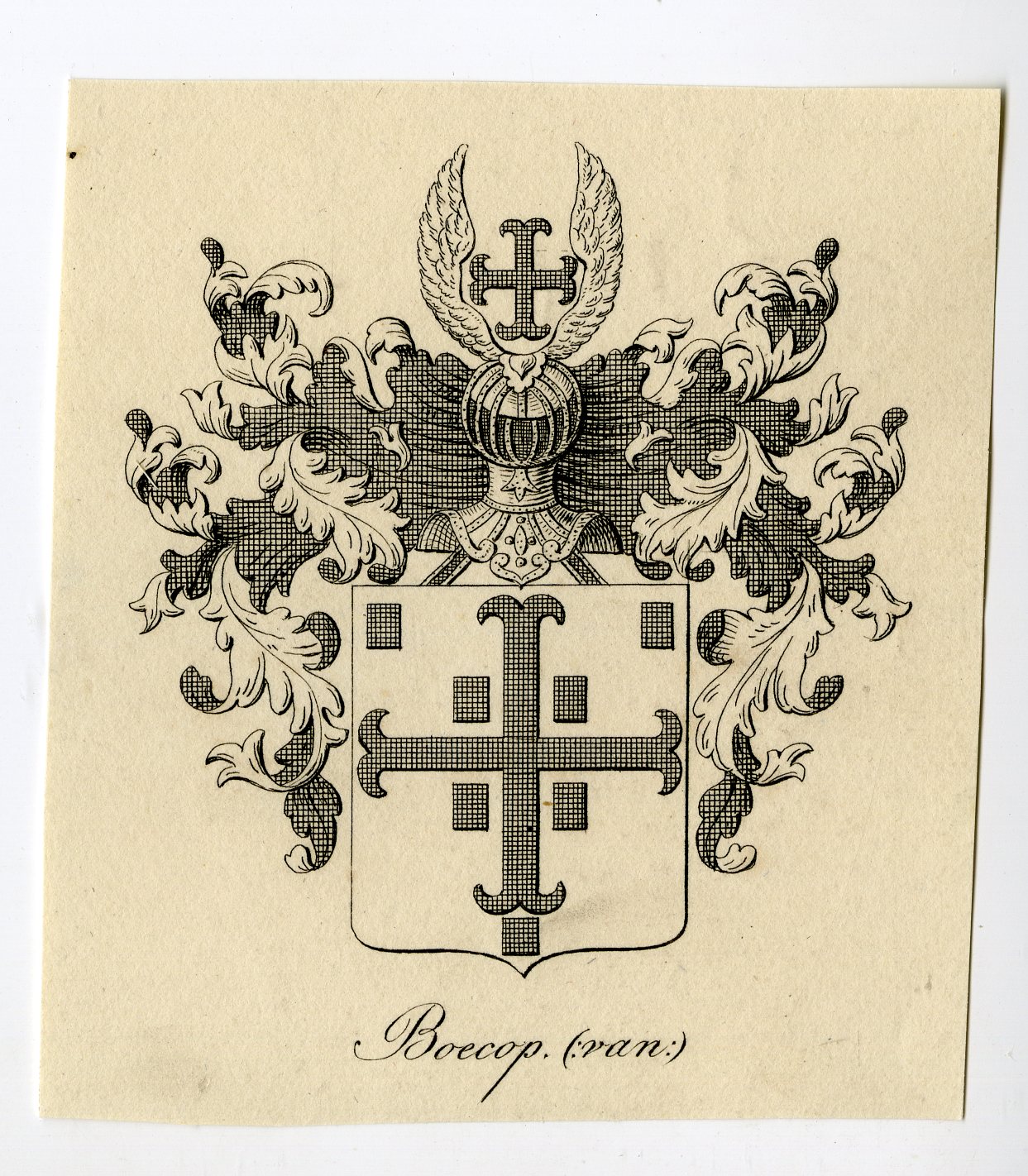 , Antique Print-COAT OF ARMS-FAMILY CREST-VAN BOECOP-Weleveld-1830, Pictura Antique Prints