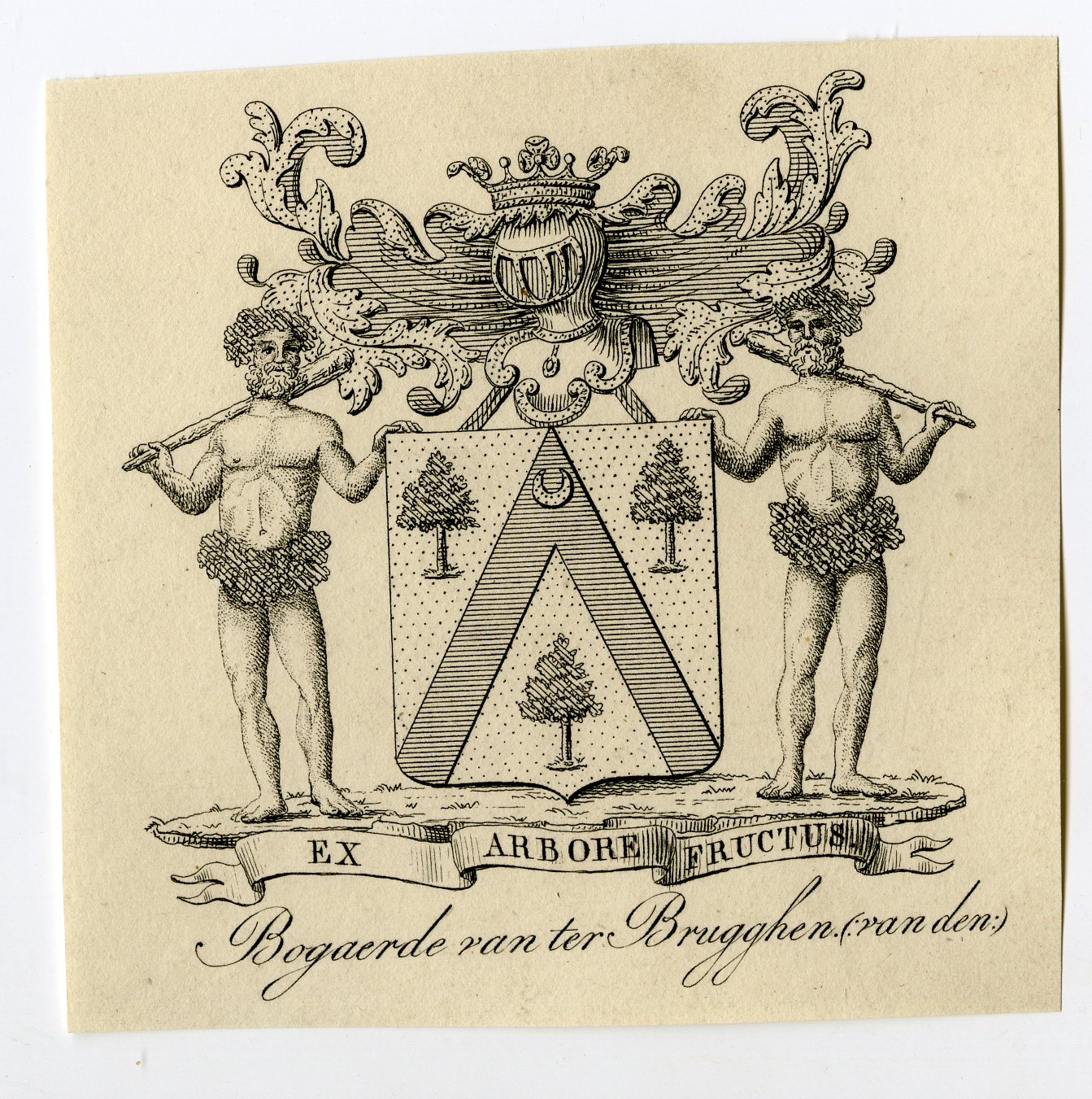 , Antique Print-COAT OF ARMS-FAMILY CREST-VAN DER BOGAERDE-BRUGGHEN-Weleveld-1830, Pictura Antique Prints