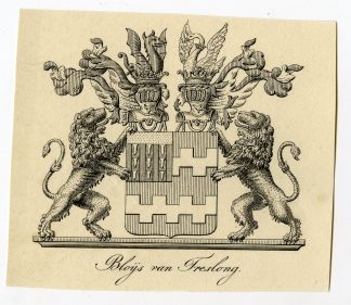 Antique Print-COAT OF ARMS-FAMILY CREST-BLOIJS VAN FRESLONG-Weleveld-1830