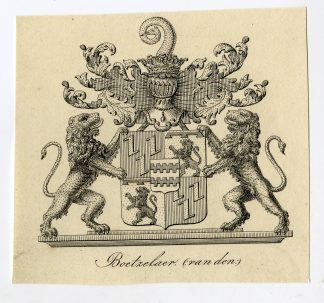 Antique Print-COAT OF ARMS-FAMILY CREST-VAN DER BOETZELAER-Weleveld-1830