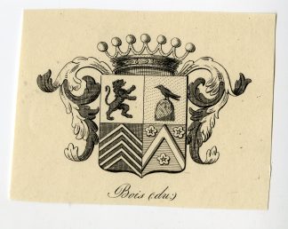 Antique Print-COAT OF ARMS-FAMILY CREST-DU BOIS-Weleveld-1830