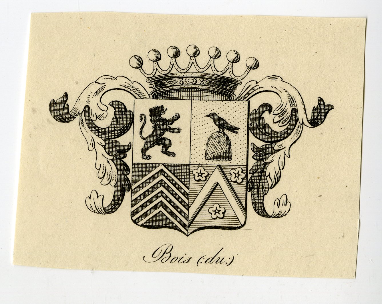 Pco 15485 416x332 Antique Print-COAT OF ARMS-FAMILY CREST-DU BOIS-Weleveld-1830