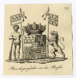 Antique Print-COAT OF ARMS-FAMILY CREST-DU BOIS-VAN DEN BOSFEHE-Weleveld-1830