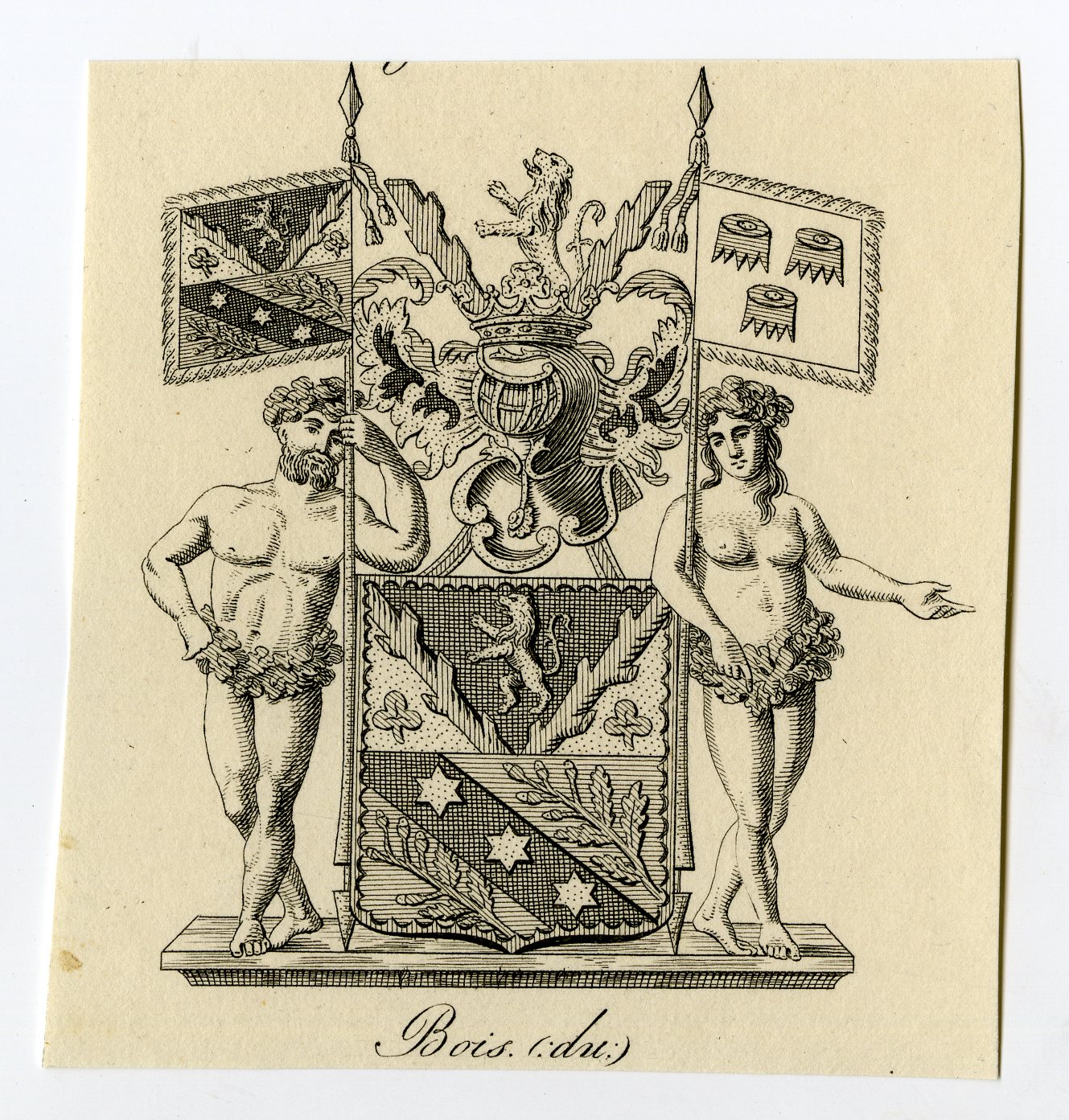 , Antique Print-COAT OF ARMS-FAMILY CREST-DU BOIS-Weleveld-1830, Pictura Antique Prints