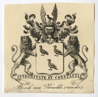 Antique Print-COAT OF ARMS-FAMILY CREST-VAN DER BORCH-VAN VERWOLDE-Weleveld-1830