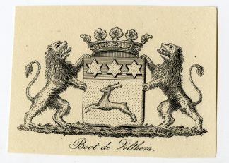 Antique Print-COAT OF ARMS-FAMILY CREST-BOOT DE VELTHEM-Weleveld-1830