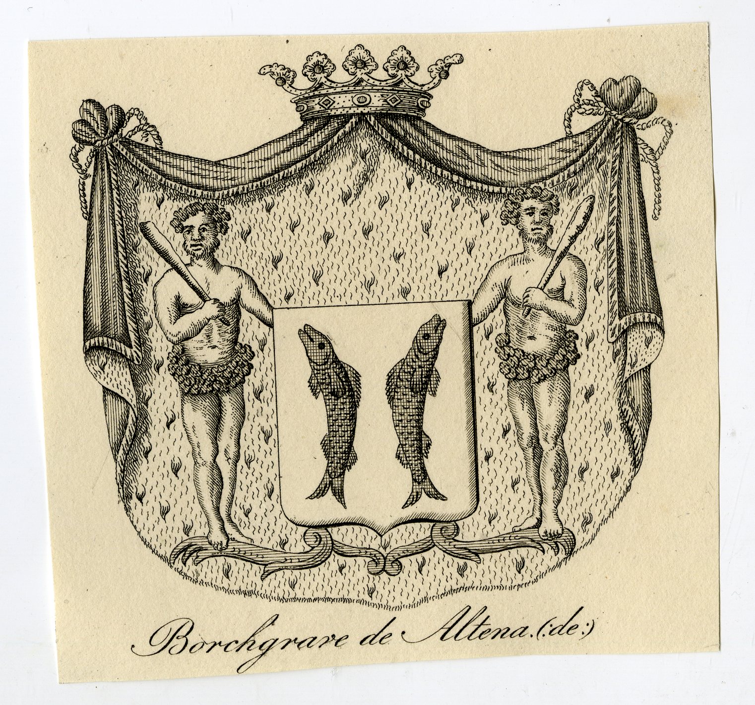 , Antique Print-COAT OF ARMS-FAMILY CREST-DE BORCHGRAVE-ALTENA-Weleveld-1830, Pictura Antique Prints