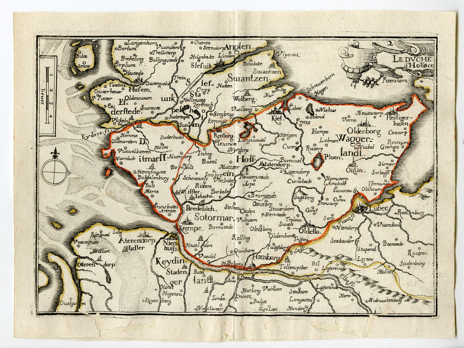, Rare Antique Print-DUCHY OF HOLSTEIN-HOLSACE-GERMANY-Tassin-de Fer-1644, Pictura Antique Prints