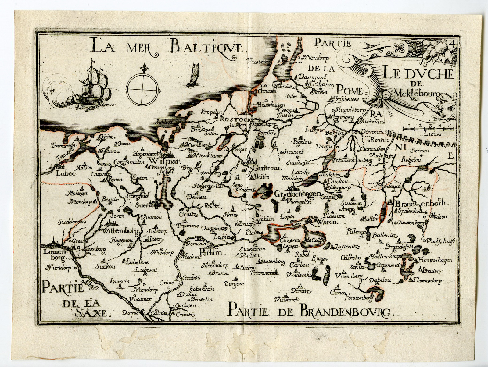 , Rare Antique Print-DUCHY OF MECKLENBURG-MEKLEBOURG-GERMANY-Tassin-de Fer-1644, Pictura Antique Prints