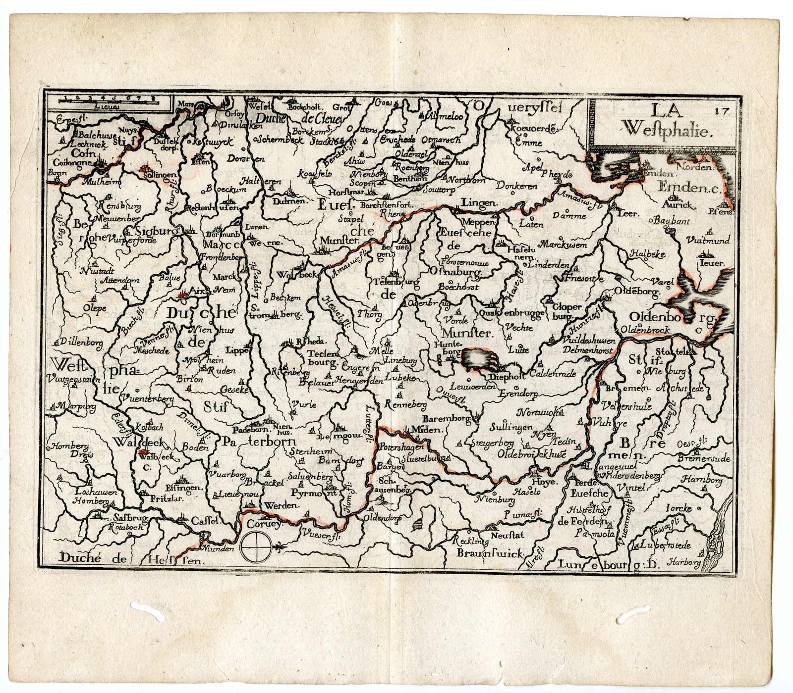, Rare Antique Print-WESTPHALEN-WESTPHALIE-GERMANY-Tassin-de Fer-1644, Pictura Antique Prints