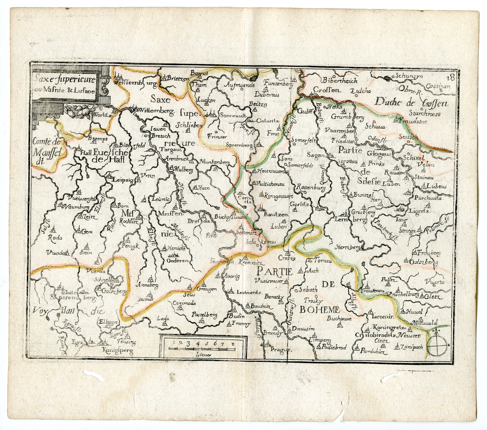 , Rare Antique Print-UPPER SAXEN-MEISSEN-LUSATIA-GERMANY-Tassin-de Fer-1644, Pictura Antique Prints
