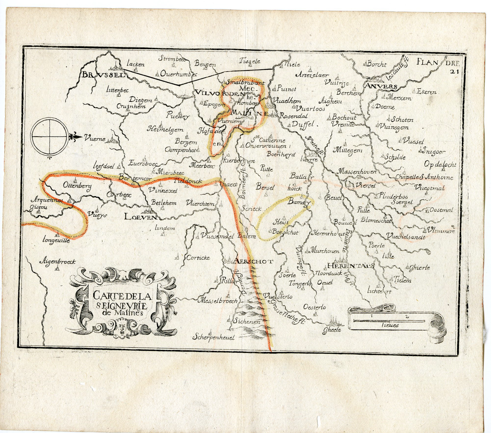 , Rare Antique Print-MECHELEN-MALINES-BELGIUM-Tassin-de Fer-1644, Pictura Antique Prints