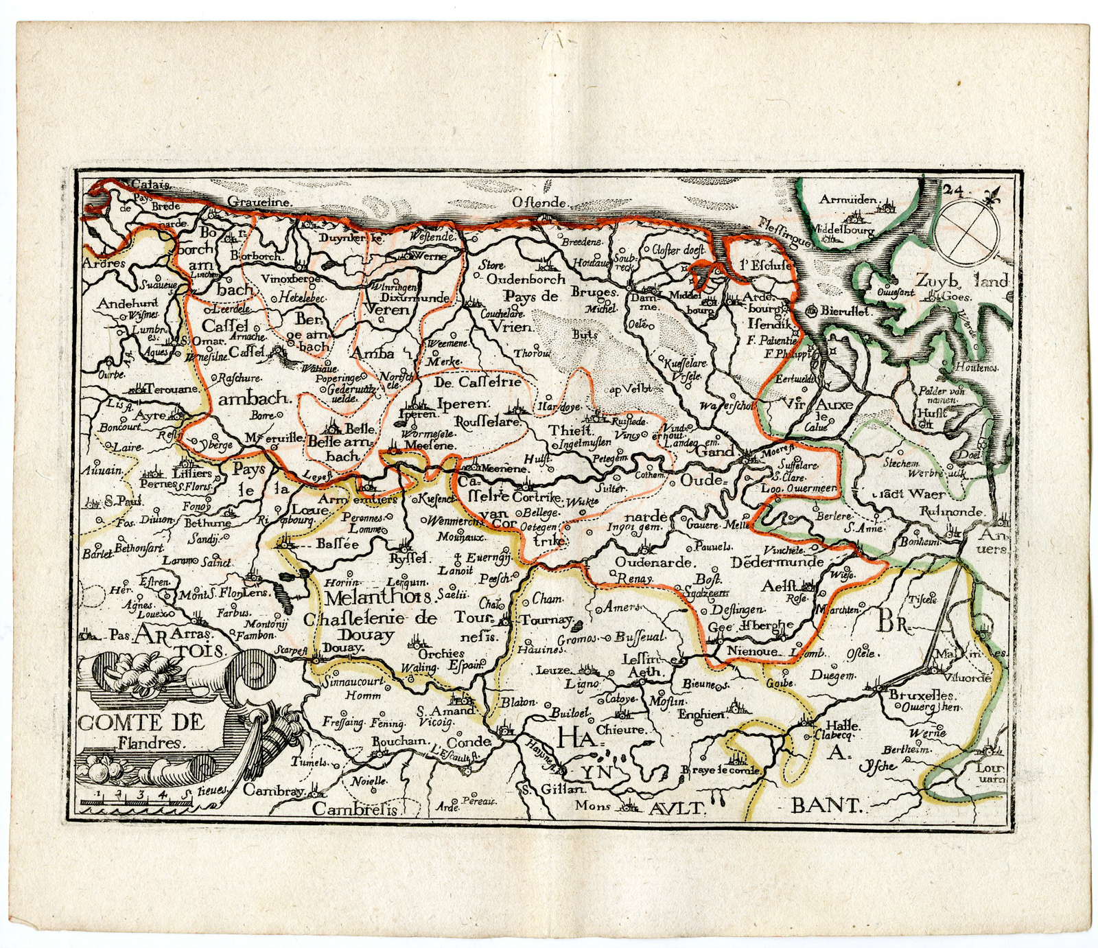 , Rare Antique Print-FLANDERS-FLANDRES-BELGIUM-Tassin-de Fer-1644, Pictura Antique Prints