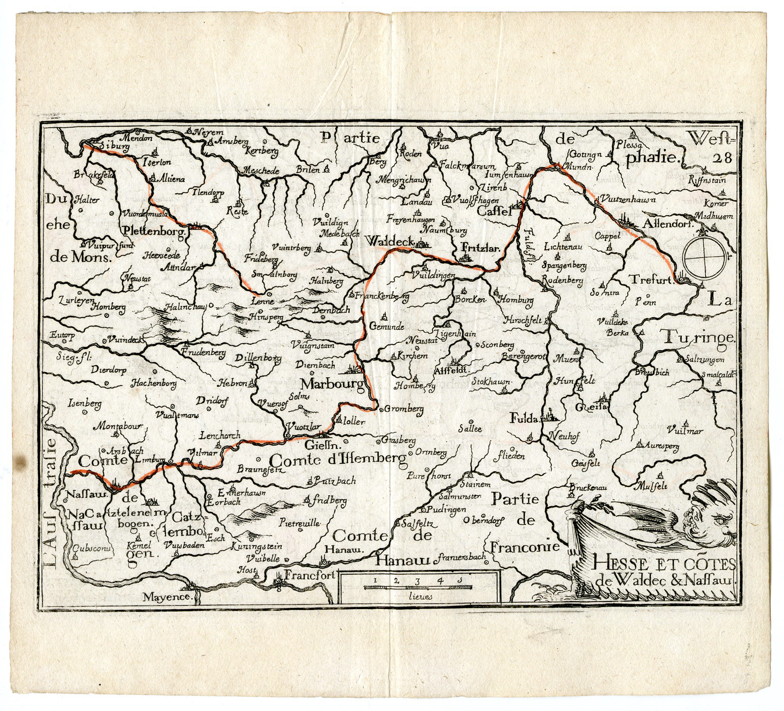 , Rare Antique Print-HESSEN-WALDECK-NASSAU-GERMANY-Tassin-de Fer-1644, Pictura Antique Prints