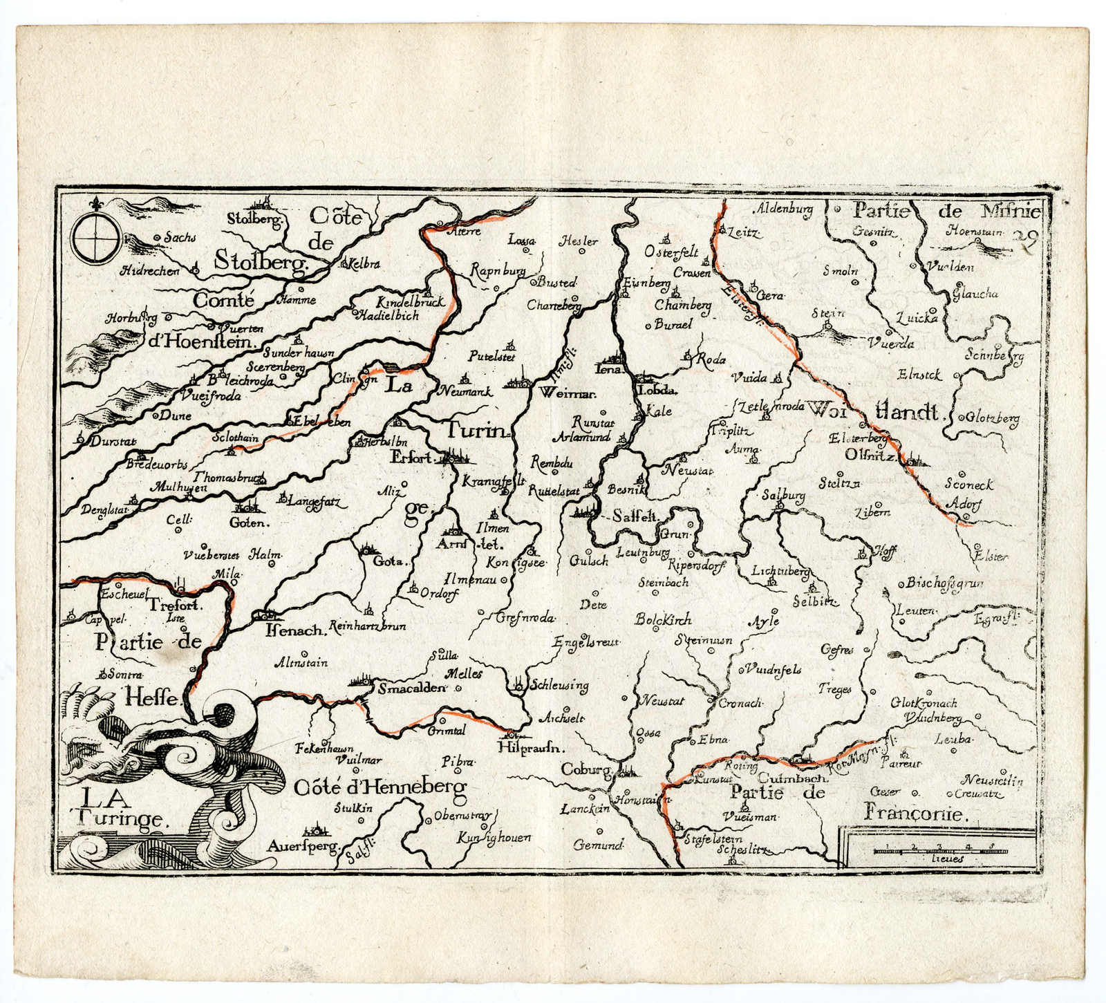 , Rare Antique Print-THURINGEN-TURINGE-GERMANY-Tassin-de Fer-1644, Pictura Antique Prints